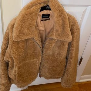 urban outfitters teddy coat in honey
